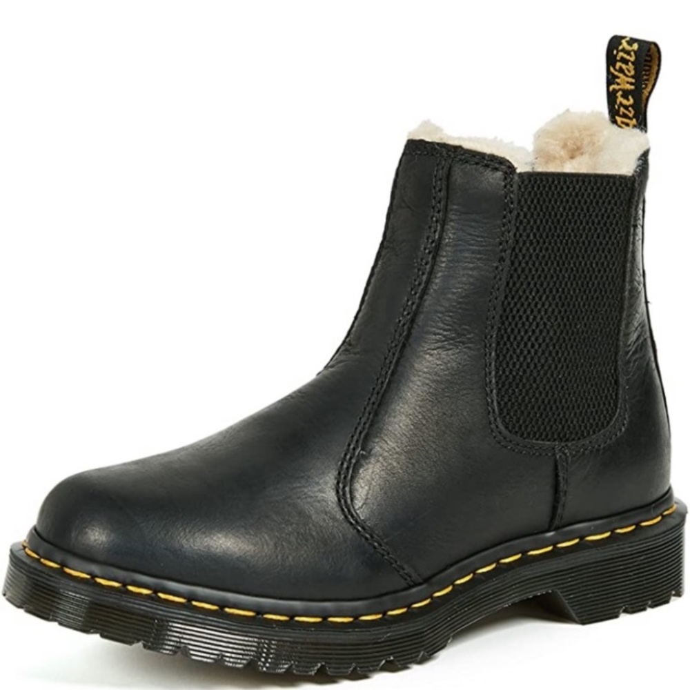 Dr. Marten’s Women’s 2976 Black Leonore Chelsea Boot faux-fur Lined Size 8
